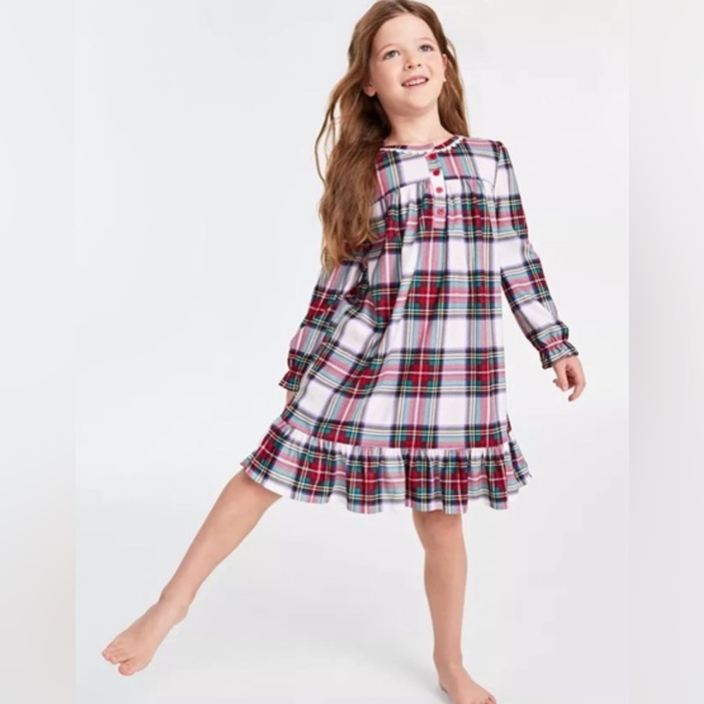 FAMILY PAJAMAS Matching Girls Stewart Plaid Nightgown, Size 4-5